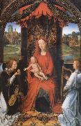 Hans Memling The Madonna and the Nino with two angeles oil on canvas